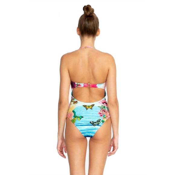 NEW JOHNNY WAS costa azul cut out one piece swimsuit in blue multi - Picture 2 of 2